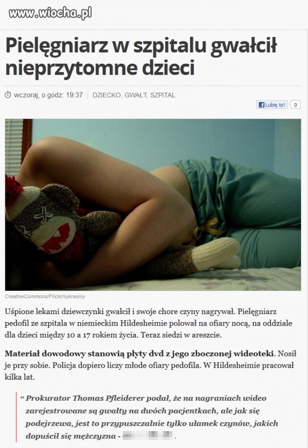 Pielęgniarz w szpitalu gwałcił nieprzytomne dzieci