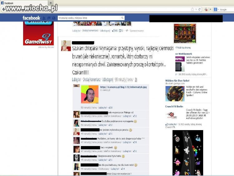 Inteligentna BLONDYNKA, szuka boja na fejsie