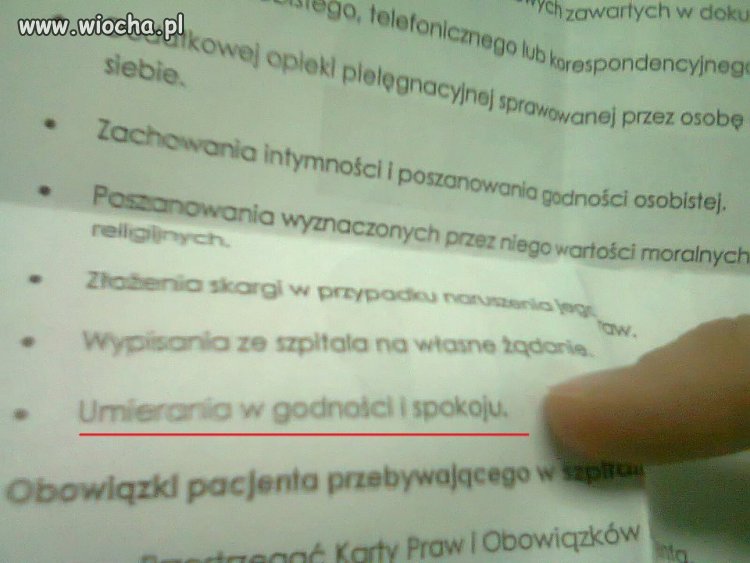 Regulamin w szpitalu