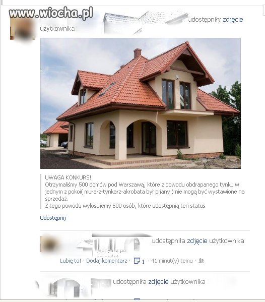 Konkursy na facebooku - 500 domów za darmo?!?!