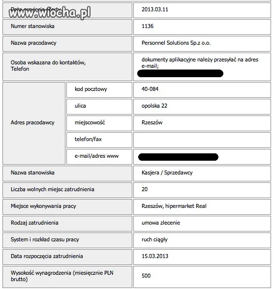 Pracujmy za 500 zł miesięcznie