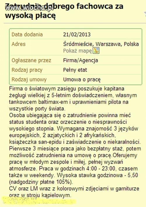 Jest praca.