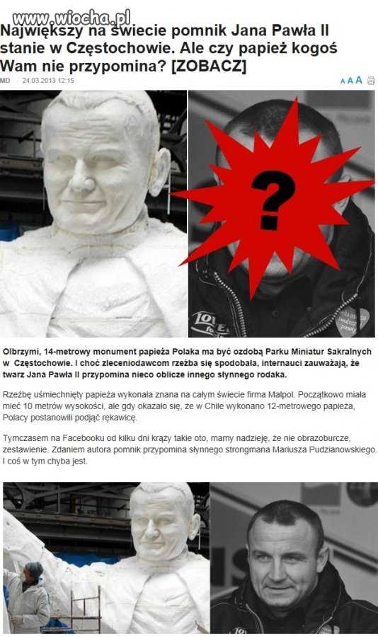 To zaszaleli z pomnikiem...Jan Pudzian II..ha ha