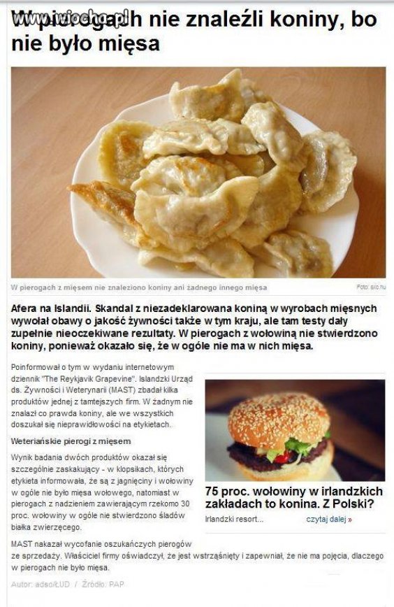 W pierogach z mięsem nie było mięsa 