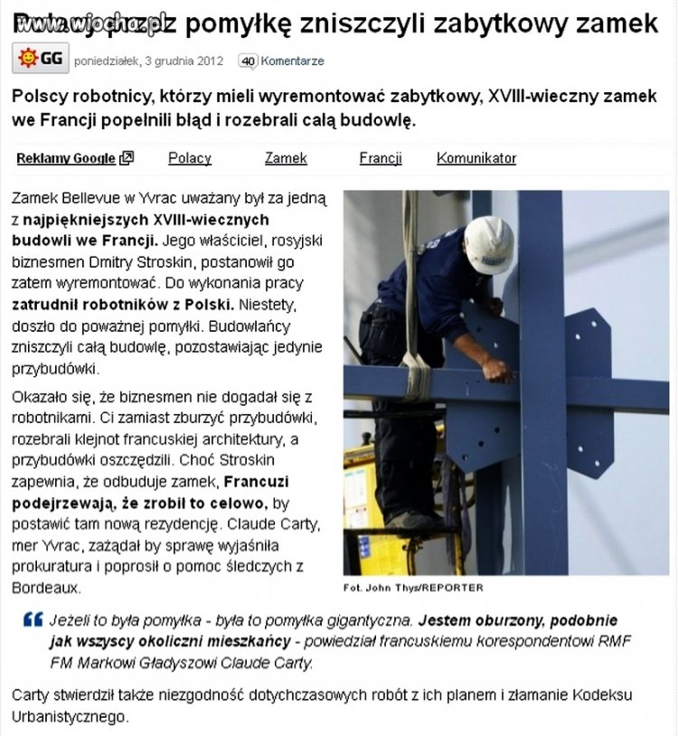 Polacy przez pomyłkę (?) rozebrali zabytek