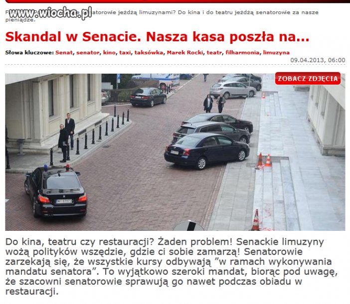 Senackie limuzyny wożą polityków wszędzie