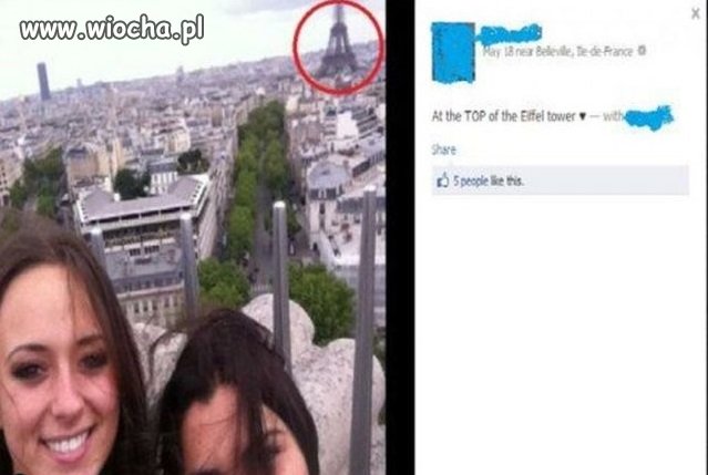 Opis : Na szczycie wieży Eiffel