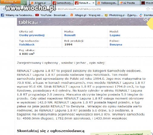 Opis samochodu na sprzedaż