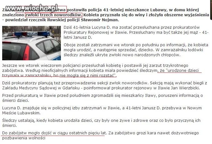 W lodówce trzymała zwłoki swoich dzieci...