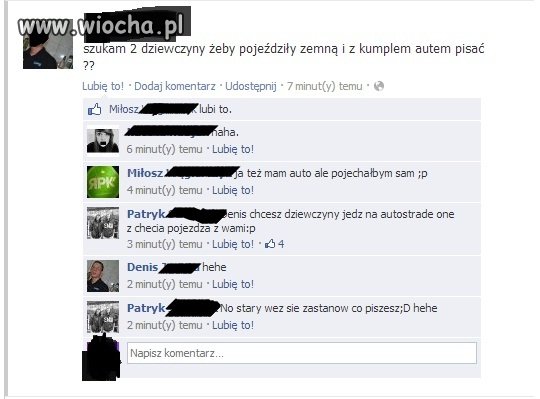 Szukanie dziewczyn do auta na fb.
