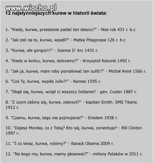Dwanaście najsłynniejszych qurew w historii świata