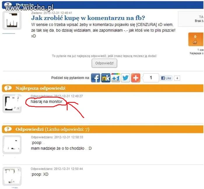 Jak zrobić kupę w komentarzu na fb ?