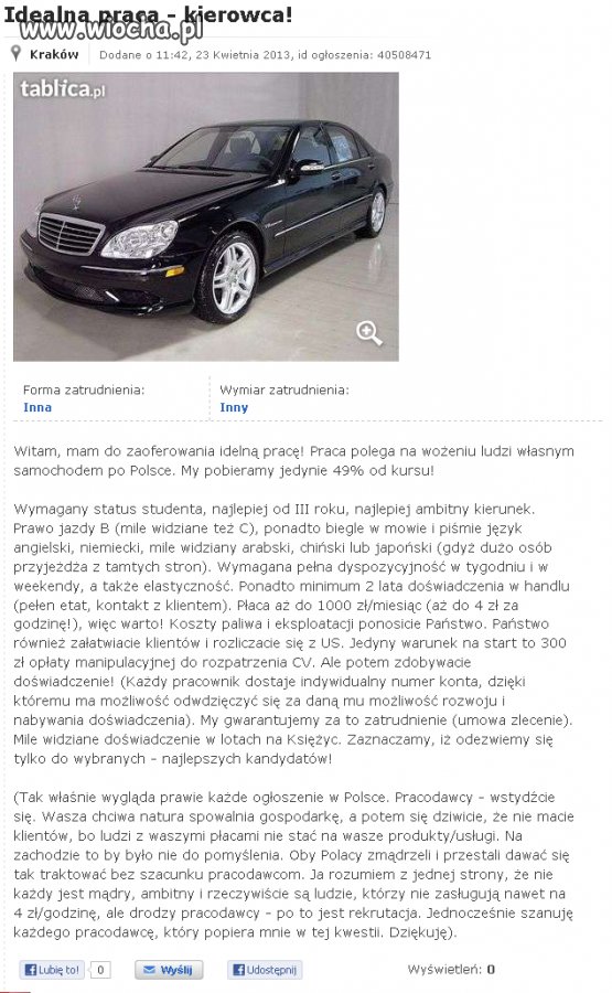 Proponuję obejrzeć portale z ogłoszeniami (praca).