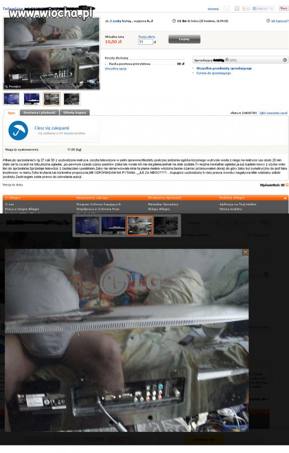 Zdjęcie telewizora na allegro
