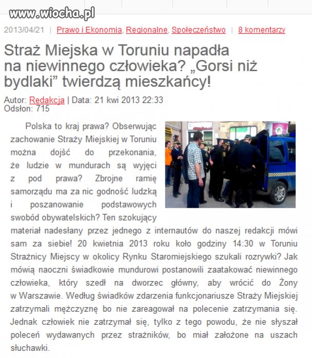 Straż miejska napadła na niewinnego człowieka