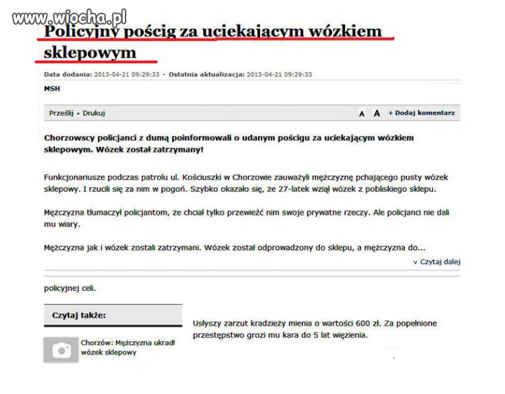 Wózek sklepowy ścigany przez policję...