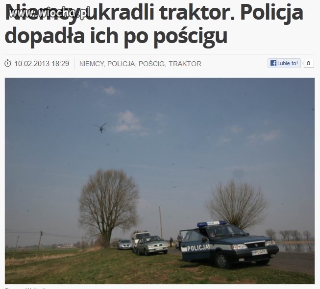 ''Policjanci jechali po śladach traktorka''
