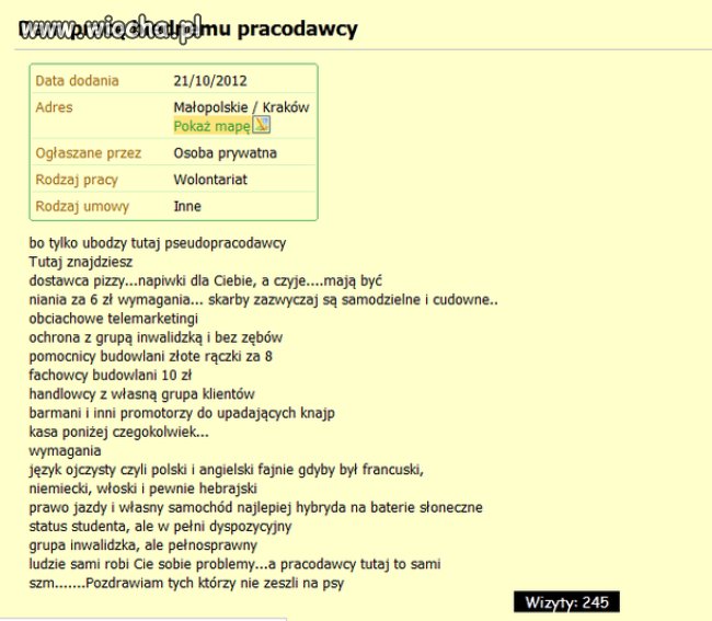 Ogłoszenie-dam pracę pracodawcy