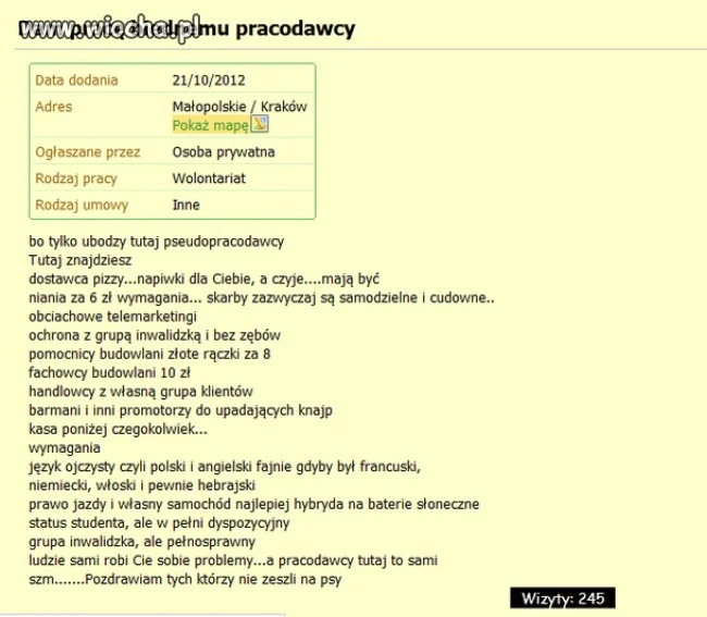 Ogłoszenie-dam pracę pracodawcy