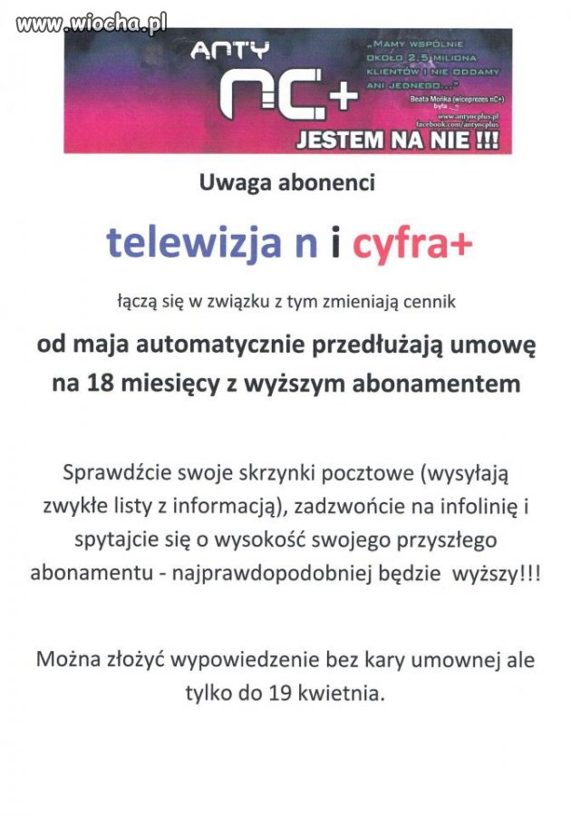 UWAGA UŻYTKOWNICY TELEWIZJI "N" I "CYFRA+"!!!