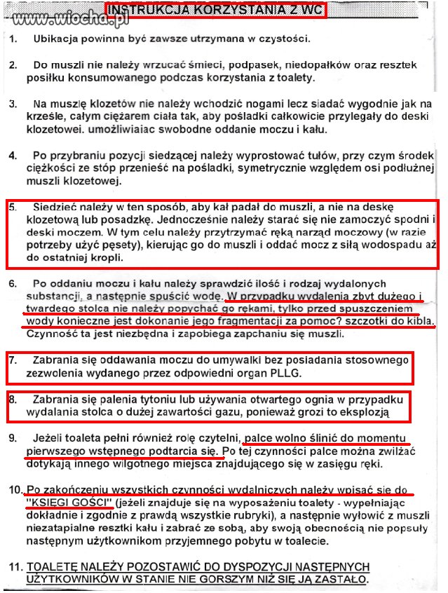 INSTRUKCJA KORZYSTANIA Z WC