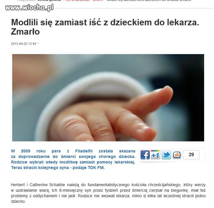 Modlili się zamiast iść z dzieckiem do lekarza 