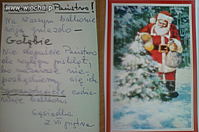 Znalazłam w skrzynce pocztowej kartkę z mikołajem 