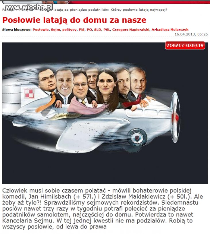 Posłowie latają do domu za nasze pieniądze