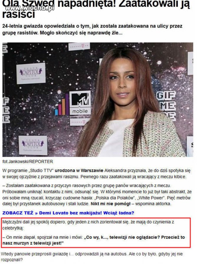 A mogli jej nie poznać.