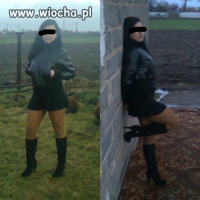 Mmm.. kozaczki i ta miniówka. Sexi laska na wsi.
