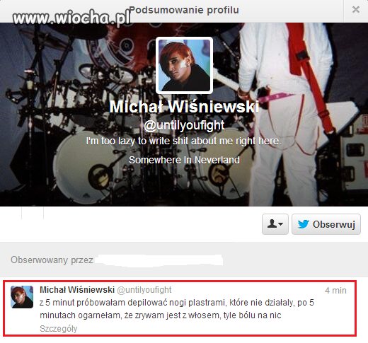 Twitter Michała Wiśniewskiego...