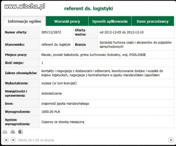 Bardzo duże wymagania za marne wynagrodzenie