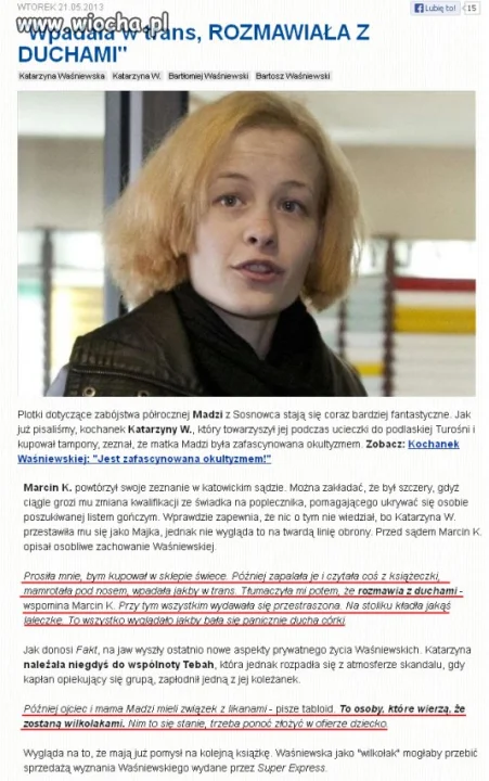 Nowe informacje dotyczące Katarzyny Waśniewskiej