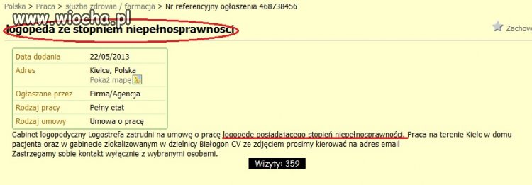 Kolejna oferta pracy...