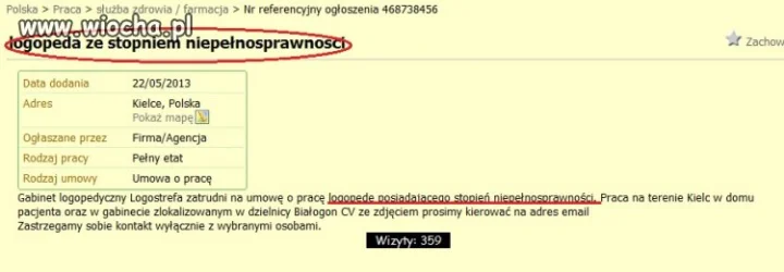 Kolejna oferta pracy...