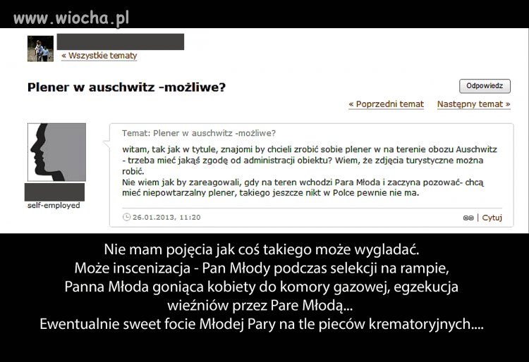 Sesja ślubna w Auschwitz.