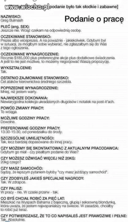 Podanie o pracę...