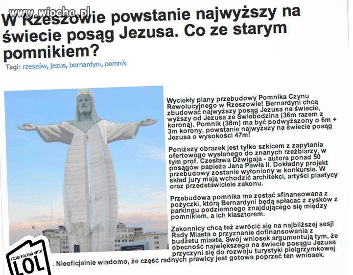 Nowy i jeszcze wyższy pomnik Jezusa
