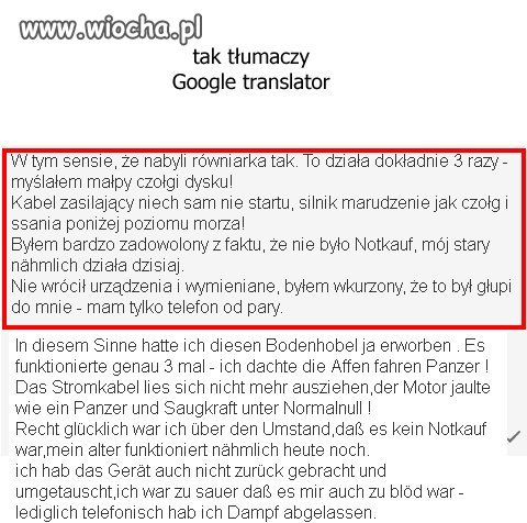 Piękne tłumaczenie przez Google Translator