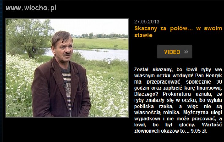 Skazany za połów ryb w swoim stawie