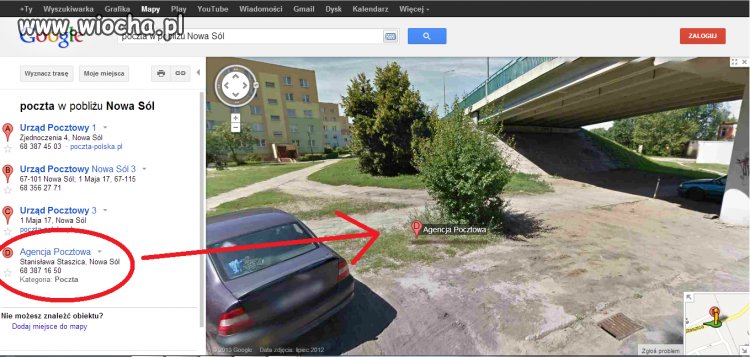 Szukając poczty w googleMap