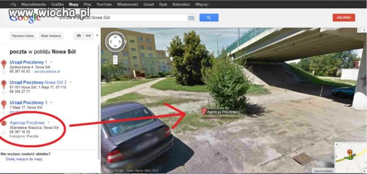 Szukając poczty w googleMap
