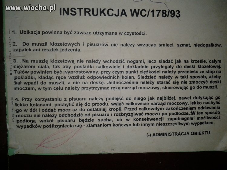 Instrukcja korzystania z WC ...