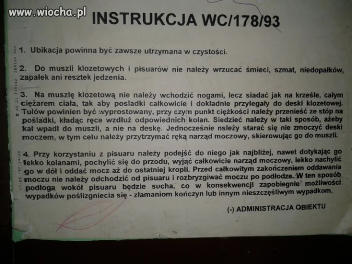 Instrukcja korzystania z WC ...