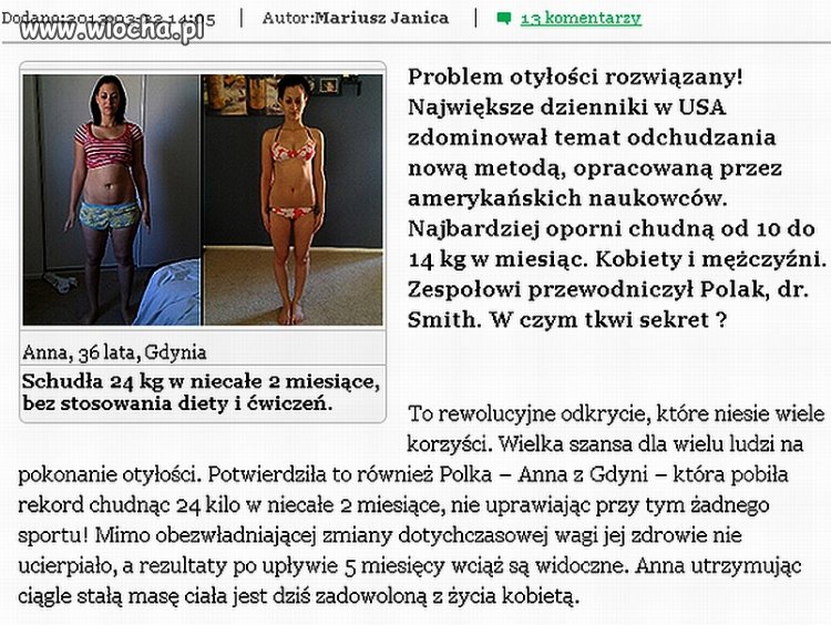 Schudła 24 kg w niecałe 2 miesiące, bez stosowania diety i ćwiczeń.