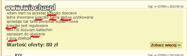 ,,łużeczko" bez ,,sladuw'' uzytkowania