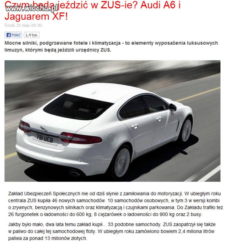 ZUS kupuje sobie najnowsze limuzyny za naszą kasę.