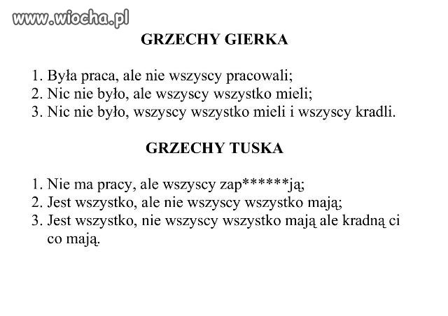Rozprawka o grzechach Gierka i Tuska