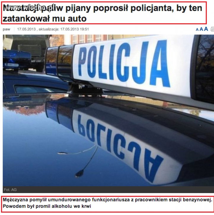 Był tak pijany że pomylił pracownika z policjantem