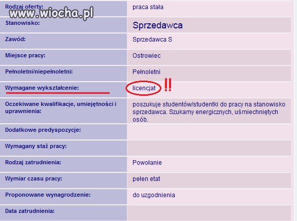 To trzeba wykształcenie na sprzedawcę